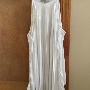 White Pleated Tank Top